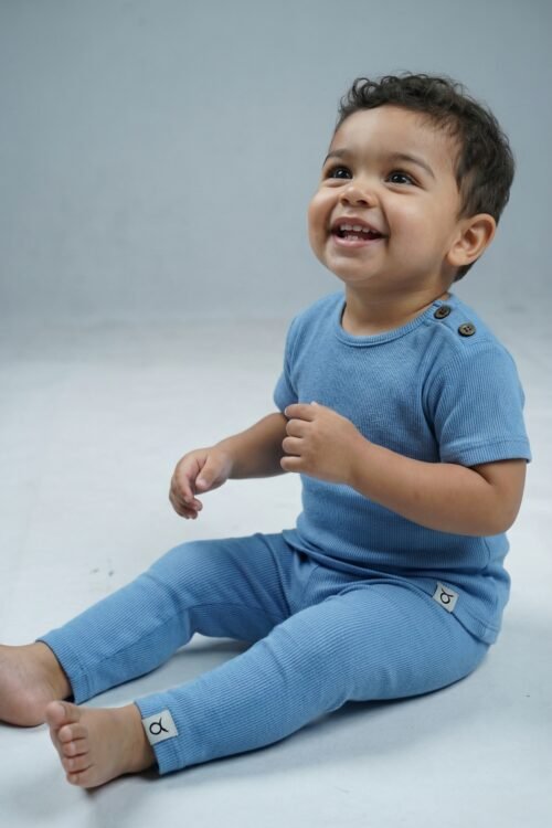 Cozy Rib Co-ord Set  – Baby Blue