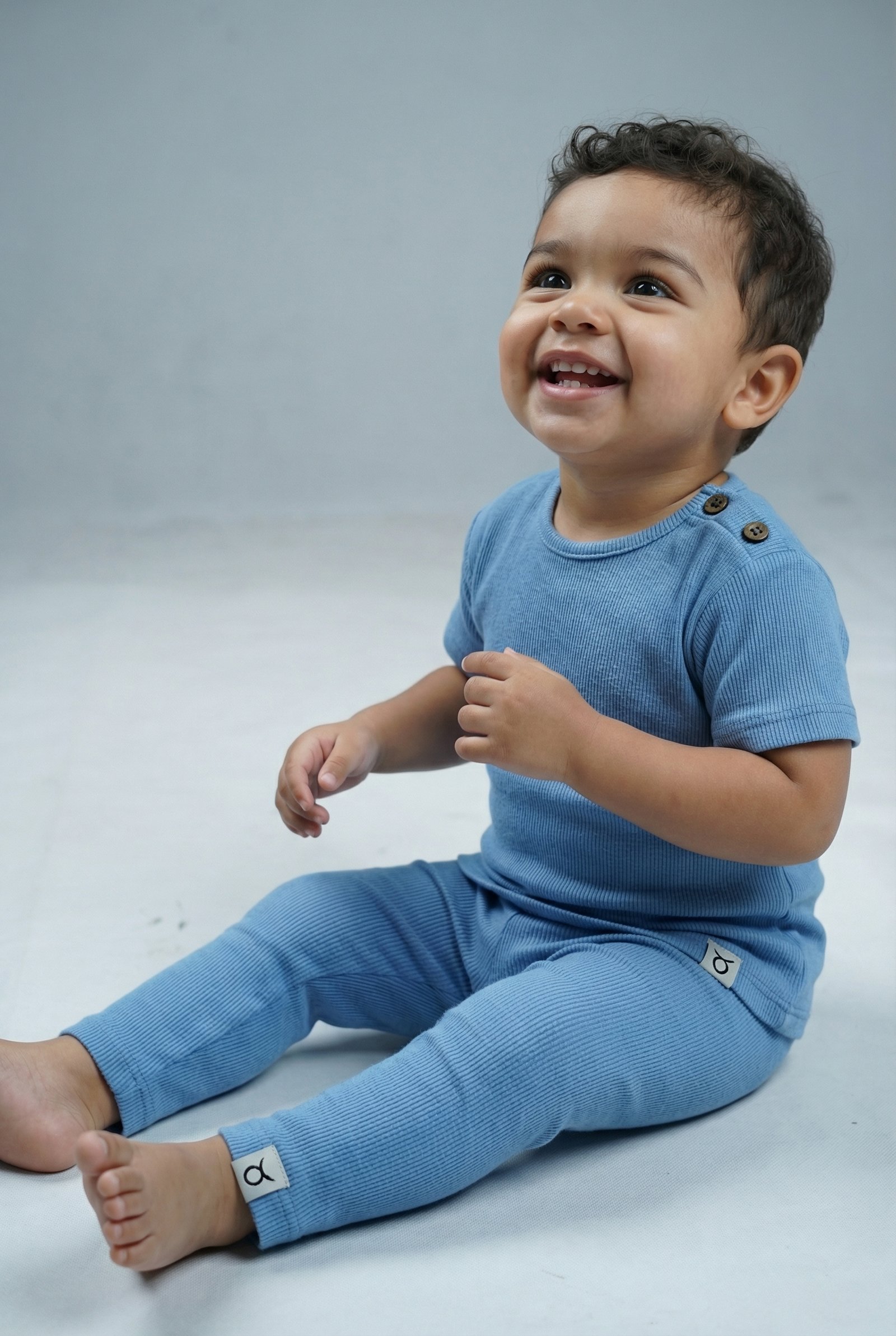 Cozy Rib Co-ord Set  – Baby Blue